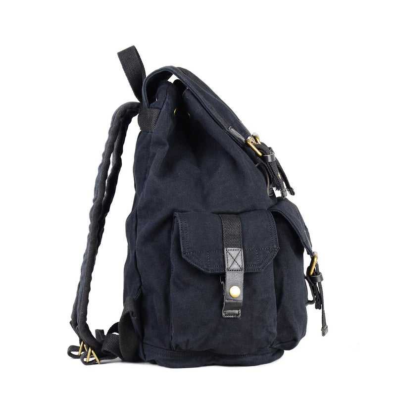 GOOTIUM 21101GRY-S Specially High Density Thick Canvas Backpack Rucksack, Black Small Size - Image 3